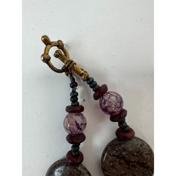 Ferruginous Quartz & Dragon Vein Agate Healing Stones Necklace 10" - Picture 12 of 16